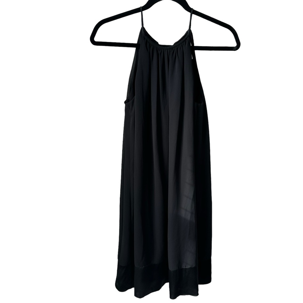 White House Black Market Black Silk Halter Mini Dress Women’s Size 2